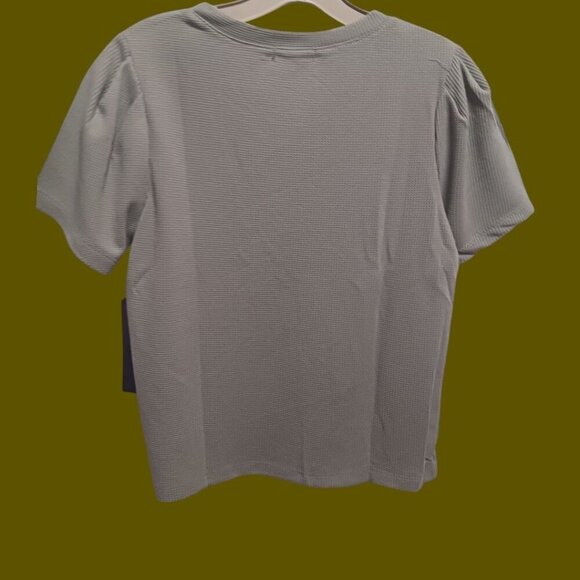 Zoë + Phoebe Waffle Knit Short Sleeve T-Shirt Sage Green size Small - Picture 3 of 7
